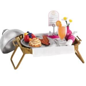 American Girl Doll Hotel ROOM SERVICE TRAY 20pc Christmas Breakfast In Bed NIP!